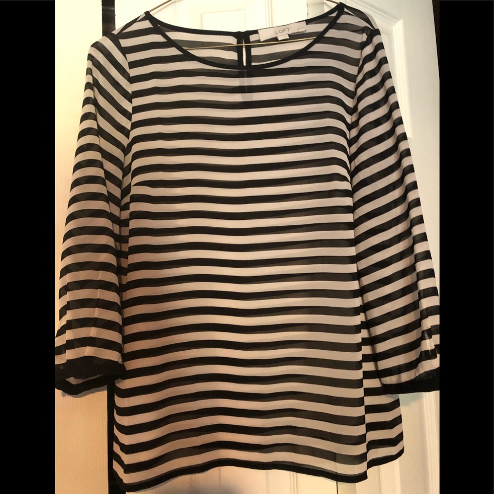 Loft small petite 3/4 sleeve see thru blouse